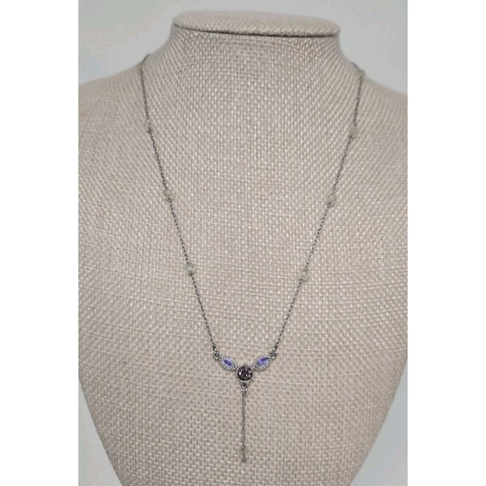 Lia Sophia “Sweetness” Multicolor Cut Crystals Silver Tone Y-Drop Chain Necklace